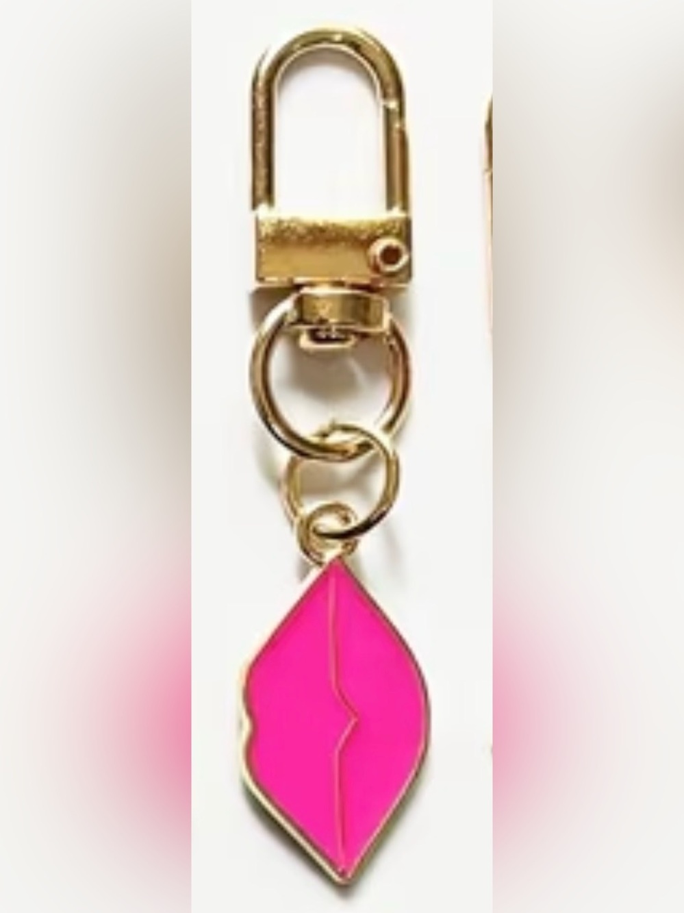 Gold Keyring with Hot Pink Lips Charm